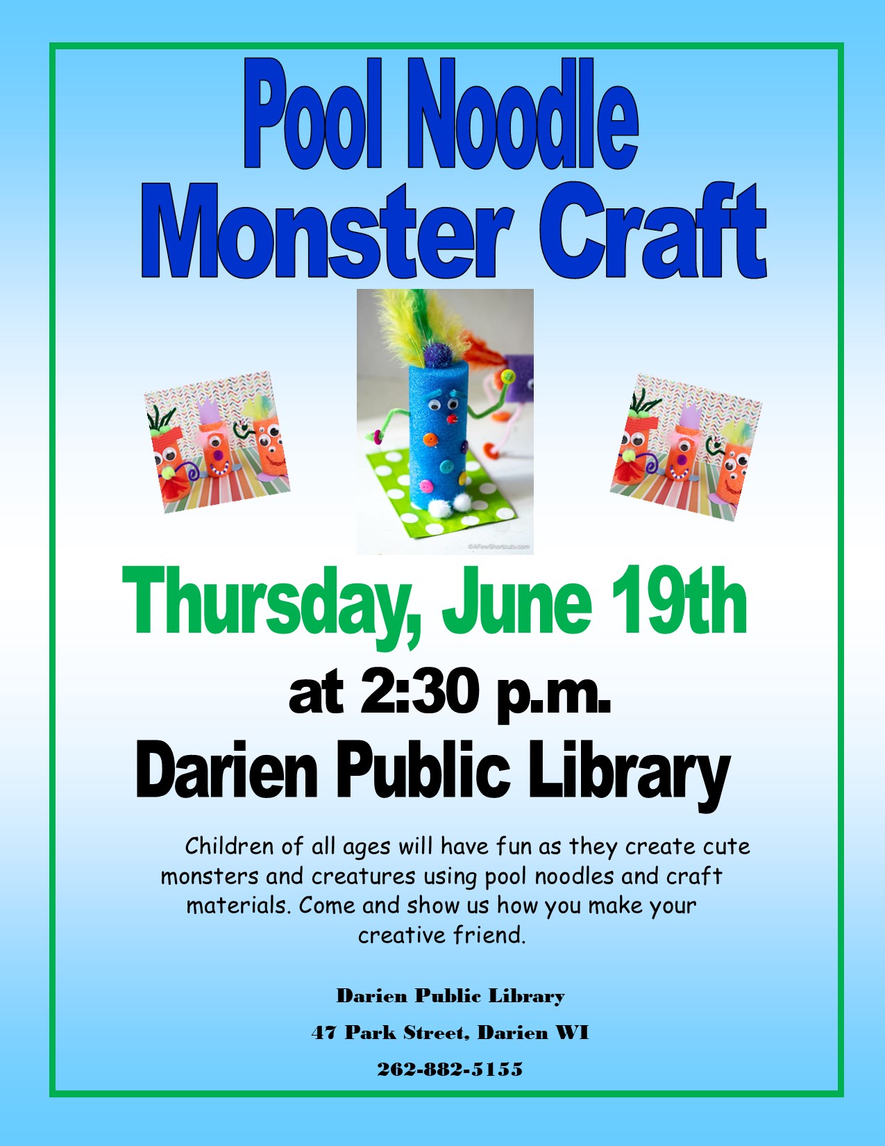 SRP 2025 Pool Noodle Monster Craft Flyer